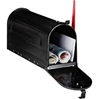 Relaxdays Buzón Americano Grande Vintage Original- Bandera Roja- US Mailbox Exterior- Acero- 1 Ud- 25x19x52-5 cm- Negro…